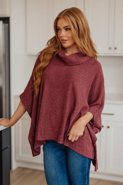 Burgundy poncho clearance sweater