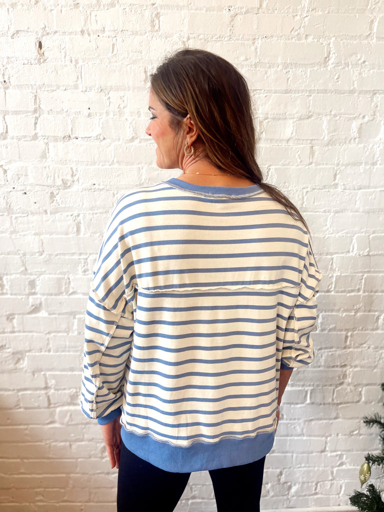 Harriet Striped Henley - Blue