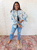 Blue Floral Quilted Jacket