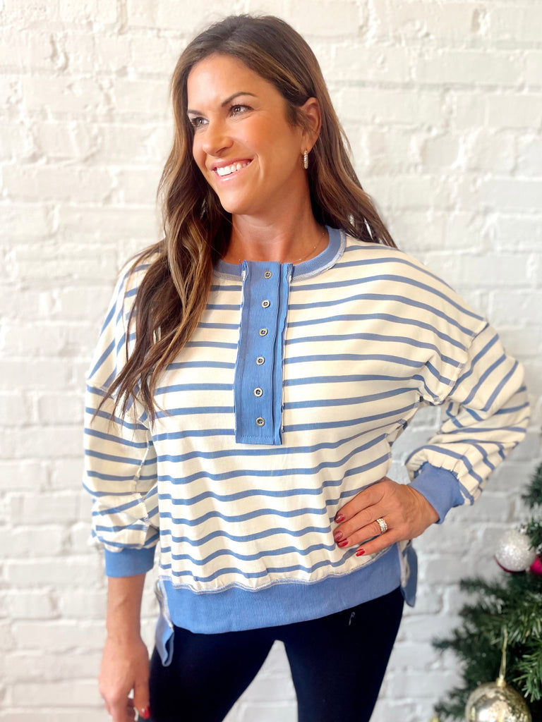 Harriet Striped Henley - Blue