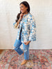 Blue Floral Quilted Jacket